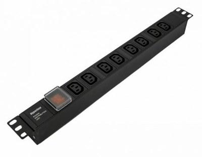 SHE19-8IEC-S-IEC Блок розеток для 19" шкафов, горизонтальный, 8 розеток IEC320 C13, выключатель с подсветкой, 482.6x44.4x44.4мм | 426785 | Hyperline
