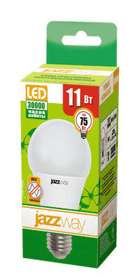 Лампа светодиодная LED 11Вт Е27 220В 3000К PLED- ECO- A60 груша | 1033208 | Jazzway
