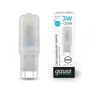 Лампа светодиодная Elementary G9 AC220-240V 3W 240lm 4100K пластик LED 1/10/200 | 14923 | Gauss