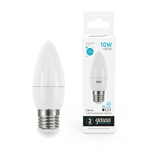 Лампа светодиодная Elementary Свеча 10W 750lm 4100K E27 LED 1/10/100 | 30220 | Gauss