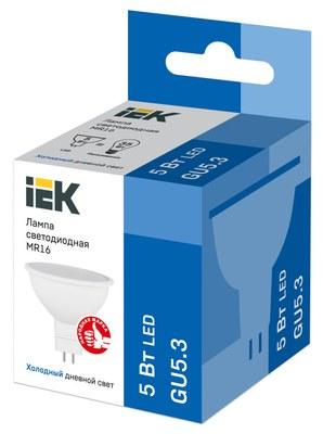 Лампа светодиодная LED 5Вт GU5.3 230В 6500К ECO MR16 софит | LLE-MR16-5-230-65-GU5 | IEK