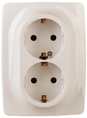 12-2108-02 Электроустановка ЭРА Розетка 2X2P+E Schuko со шторками, 16A-250В, IP20, Эра12, слоновая кость | Б0036443 | ЭРА