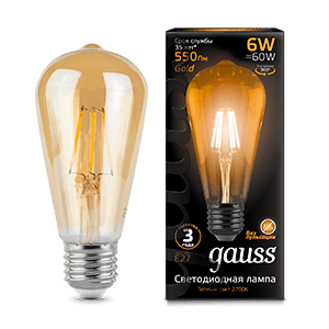 Лампа светодиодная LED 6Вт E27 220В 2400К | 102802006 | Gauss