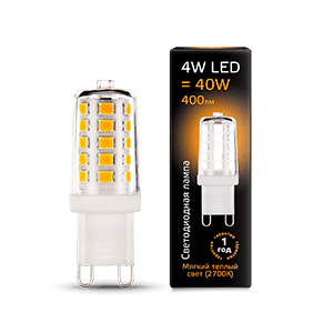 Лампа светодиодная LED 4Вт G9 AC185-265В 2700К керамика | 107309104 | Gauss