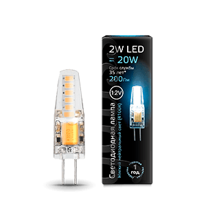 Лампа светодиодная LED 2Вт G4 12В 4100К | 207707202 | Gauss