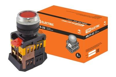 Кнопка ABLFS-22 красный d22мм неон/230В 1з+1р | SQ0704-0008 | TDM