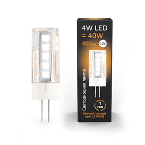 Лампа светодиодная LED 4Вт G4 12В 2700К керамика | 207307104 | Gauss