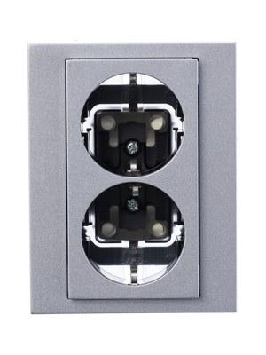 ABB Levit Серебро / дымчатый чёрный Розетка 2-ая с з/к со шторками 16А | 5522H-C03457 70W | 2CHH223457C6070 | ABB