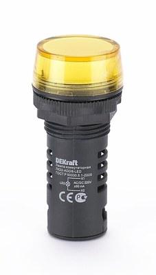 Лампа комм. ADDS 22 мм LED жел. 220В AC/DC ЛK-22 | 25120DEK | DEKraft
