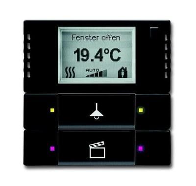 6128/28-885-500 Терморегулятор KNX с дисплеем и сенсором, 2/4-клавишный, чёрный бархат | 6134-0-0339 | 2CKA006134A0339 | ABB