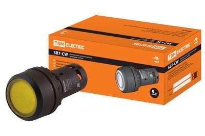 Кнопка SB7-CW3565-24V(LED) d22мм 1з+1р желтая | SQ0746-0038 | TDM