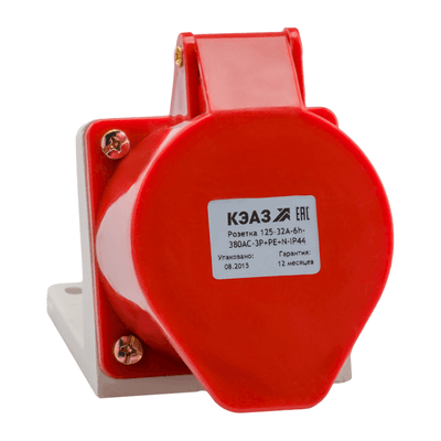 Розетка 115-16А-6h-380AC-3P+PE+N-IP44 | 222755 | КЭАЗ