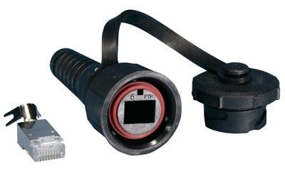 PLUG-IE-8P8C-PV-C6-SH Промышленный разъем RJ-45 (8P8C) под витую пару, IP67, категория 6, с защитной крышкой, экранированный (SH) | 47331 | Hyperline