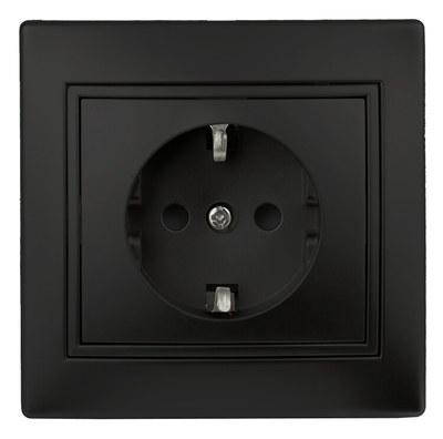 1-202-05 Intro Розетка 2P+E Schuko, 16А-250В, IP20, СУ, Plano, антрацит | Б0044567 | Intro