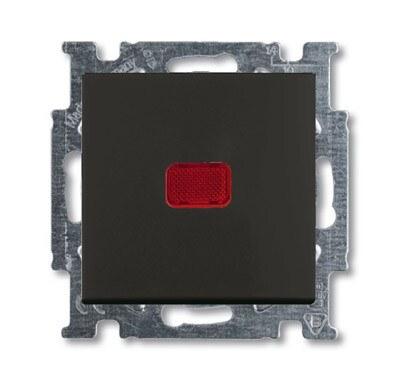 ABB Basic 55 Шато (чёрный) Выключатель кнопочный 1-клавишный, с линзой, без лампы, НО контакт | 1413-0-1096 | 2CKA001413A1096 | ABB