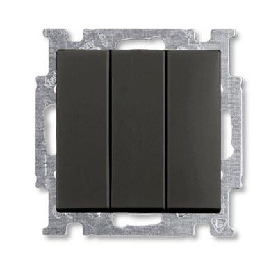 ABB Basic 55 Шато (чёрный) Выключатель 3-клавишный, 16А | 1012-0-2173 | 2CKA001012A2173 | ABB