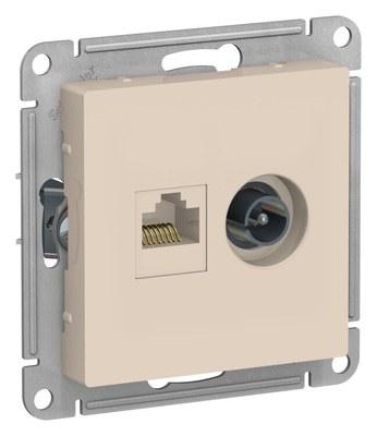 AtlasDesign Бежевый Розетка двойная комп+ТВ, RJ45+TV, кат.5E, механизм | ATN000289 | SE