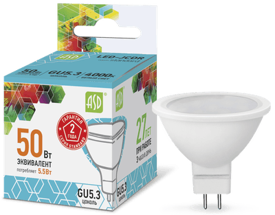 Лампа светодиодная LED-JCDR-standard 5.5Вт 230В GU5.3 4000К 495Лм | 4690612001432 | ASD