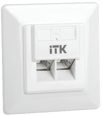 Внутренняя инф. розетка RJ45 кат. 5Е FTP 2 порта | CS2-1C5EF-2-1 | ITK