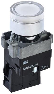 Кнопка LA167-BW3171 d=22мм RC 1з с подсвет. белая | BBT20-BW3171-1-12-67-K01 | IEK