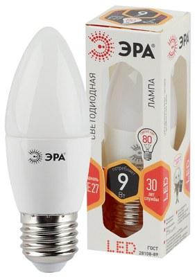 Лампа светодиодная LED 9Вт Е27 2700К smd B35-9w-827-E27 | Б0027971 | ЭРА