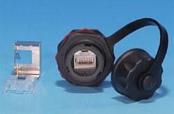 KJ-IE-8P8C-C5e-180-SH-F-BK Промышленный модуль Keystone Jack RJ-45 (8P8C), IP67, категория 5e, с защитной крышкой, черный | 46362 | Hyperline