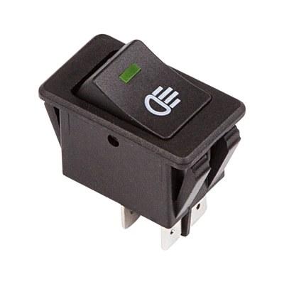 Выключатель клавишный 12V 35А (4с) ON-OFF с зеленой LED подсветкой | 36-4441 | REXANT
