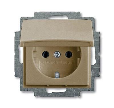 ABB Basic 55 Шампань Розетка с/з с крышкой | 2018-0-1498 | 2CKA002018A1498 | ABB