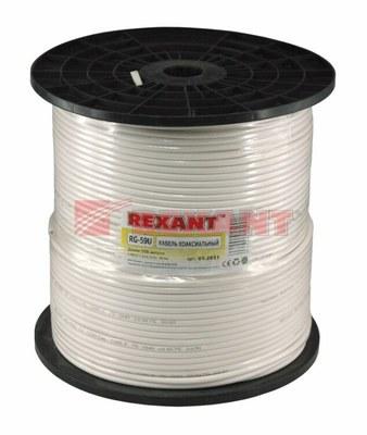 Кабель RG-59U+CU, (64%), 75 Ом, 305м., белый | 01-2651 | REXANT