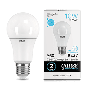 Лампа светодиодная LED 10Вт E27 220В 6500К Elementary A60 | 23230 | Gauss