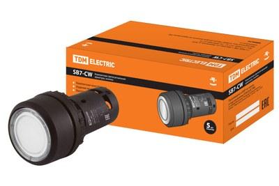 Кнопка SB7-CW3161-24V(LED) d22мм 1з белая | SQ0746-0024 | TDM