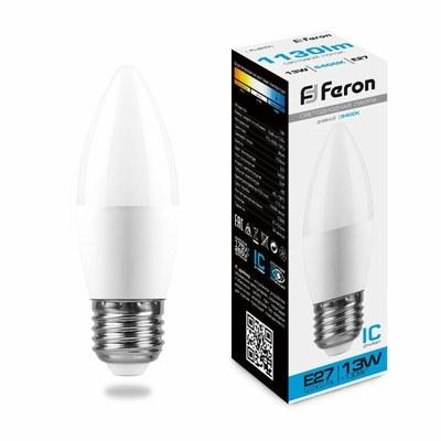 Лампа светодиодная, (13W) 230V E27 6400K С37, LB-970 | 38112 | FERON