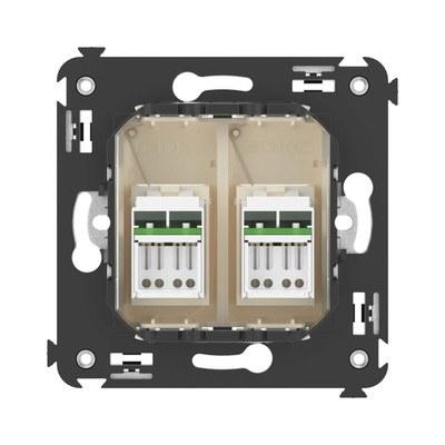 Компьютерная розетка RJ-45 в стену, кат.6А двойная, "Avanti", "Ванильная дымка" | 4405374 | DKC