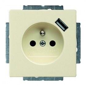 ABB Basic 55 Сл. кость Розетка Schuko 20 EUCBUSB-92-500, 16А, 700 мА | 2011-0-6192 | 2CKA002011A6192 | ABB