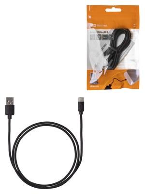 Дата-кабель, ДК 2, USB - USB Type-C, 1 м, черный, | SQ1810-0302 | TDM