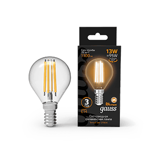 Лампа светодиодная Filament Шар 13W 1100lm 2700К Е14 LED 1/10/50 | 105801113 | Gauss