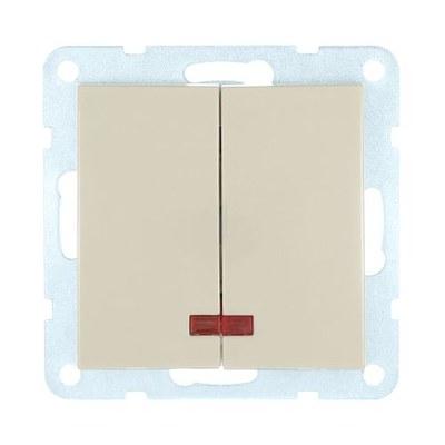 Выключатель 2-кл., с индикаторами (схема 5L) 16 A, 250 B (бежевый) LK60 | 861201 | Ecoplast