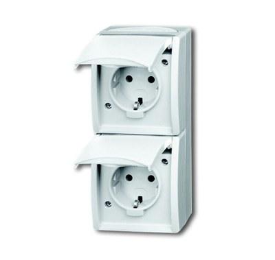 Розетка SCHUKO 16А 250В IP44, двойная вертикальная, для открытого монтажа, серия ocean, цвет альпийский белый | 2084-0-0710 | 2CKA002084A0710 | ABB