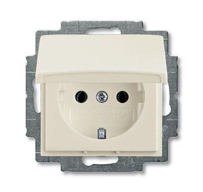 ABB Basic 55 Шале (белый) Розетка с/з с крышкой | 2018-0-1500 | 2CKA002018A1500 | ABB