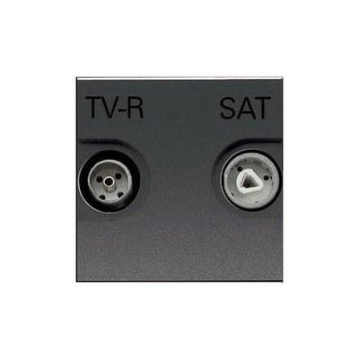 ABB Zenit Антрацит Розетка TV-FM-SAT проходная, (2 мод) | N2251.8 AN | 2CLA225180N1801 | ABB