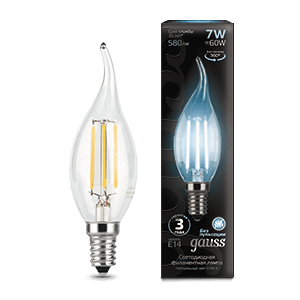 Лампа светодиодная LED 7Вт E14 220В 4100К свеча на ветру | 104801207 | Gauss