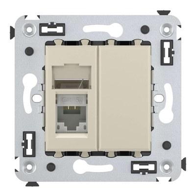 Компьютерная розетка RJ-45 в стену, кат.5e одинарная, "Avanti","Ванильная дымка" | 4405463 | DKC