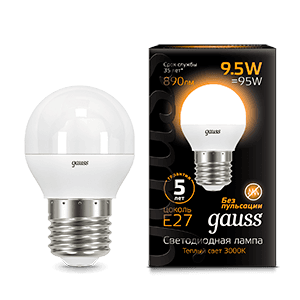 Лампа светодиодная Black LED Шар E27 9.5W 890lm 3000K | 105102110 | Gauss