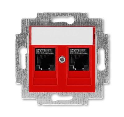ABB Levit Красный Розетка комп. 2-ая 2хRJ45 категория 6 | 5014H-A61018 65W | 2CHH296118A6065 | ABB