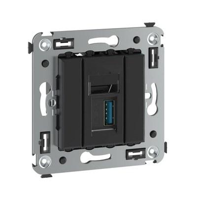 USB 3.0 розетка одинарная в стену, тип А-А, "Avanti", "Черный матовый" | 4412303 | DKC