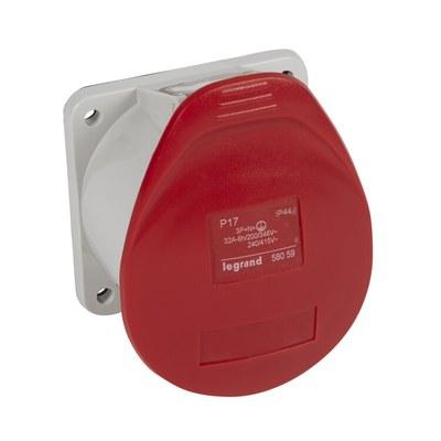 Встраиваемая прямая розетка с уменьшенным фланцем - P17 Tempra Pro - IP 44 - 380/415 В~ - 32 A - 3К+Н+З | 058059 | Legrand