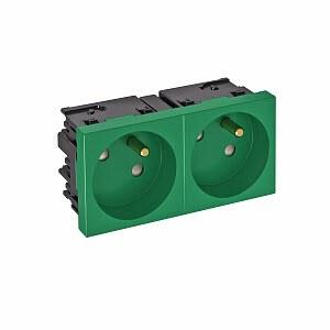 Розетка двойная 33° Modul45connect, франц. стандарт, 250 В, 16A (зеленый) (STD-F3C MZGN2) | 6120676 | OBO Bettermann