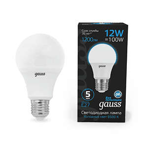 Лампа светодиодная A60 12W 1200lm 6500K E27 LED 1/10/50 | 102502312 | Gauss