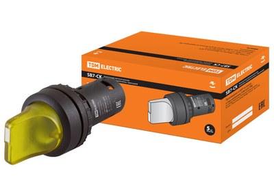 Переключатель на 2 положения с фиксацией SB7-CK2561-220V короткая ручка(LED) d22мм 1з желтый | SQ0746-0057 | TDM