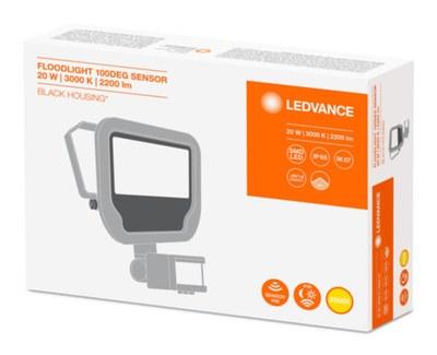 Прожектор светодиодный с датчиком ДО-20Вт 3000K 2000Лм IP65 черный LEDVANCE | 4058075143531 | LEDVANCE